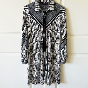 Hale Bob Striped Button Front Long Sleeve Shirt Dress Size XS